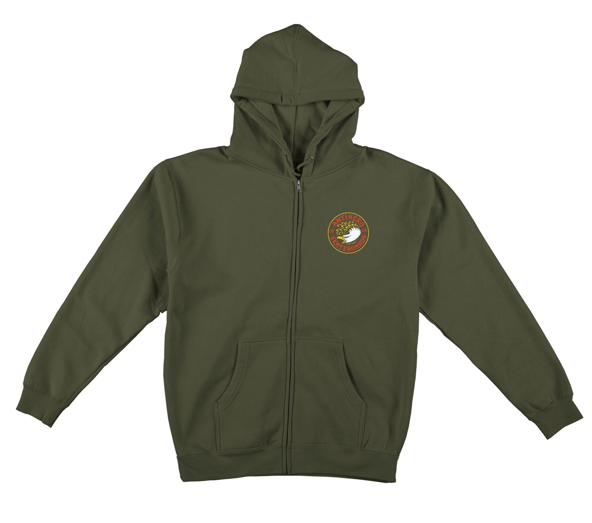 Antihero Eagle Round Zip Up Hoodie Army